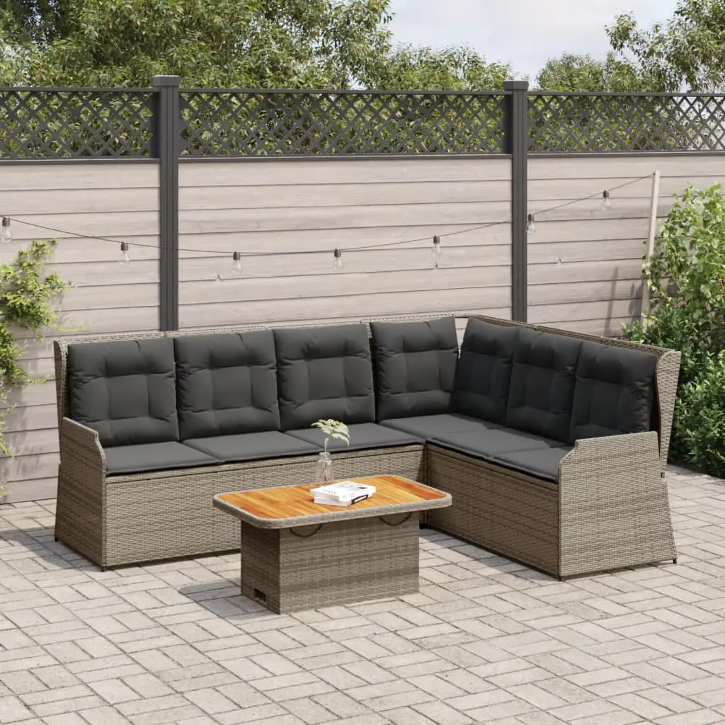 Set Divani da Giardino 5 pz con Cuscini in Polyrattan Grigio