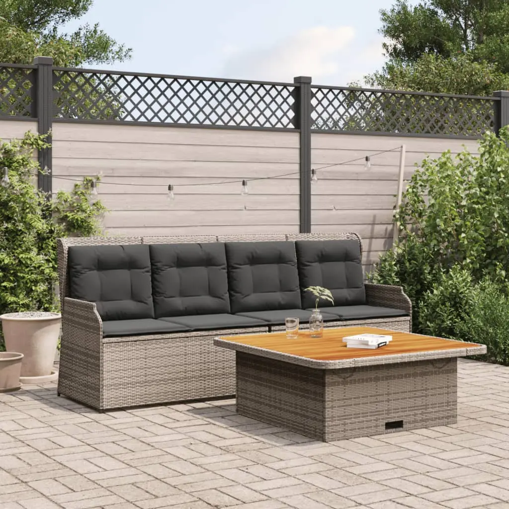 Set Divani da Giardino 3 pz con Cuscini Grigio in Polyrattan