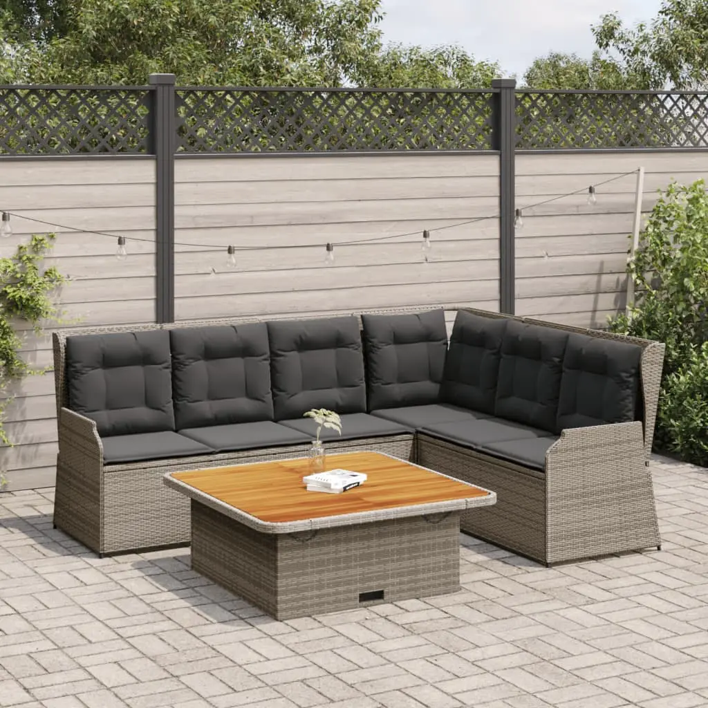 Set Divani da Giardino 5 pz con Cuscini in Polyrattan Grigio