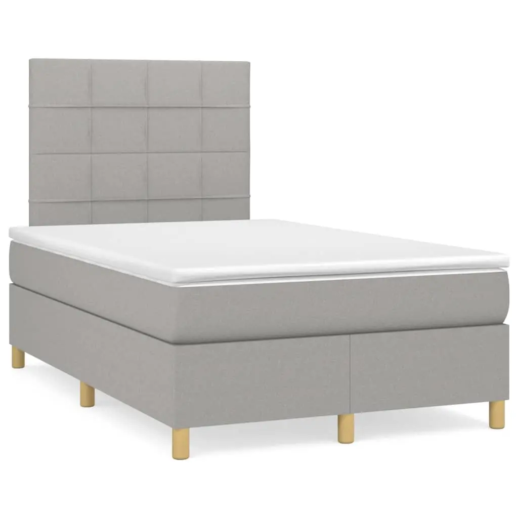 Letto a Molle Materasso e LED Grigio Chiaro 120x190 cm Tessuto