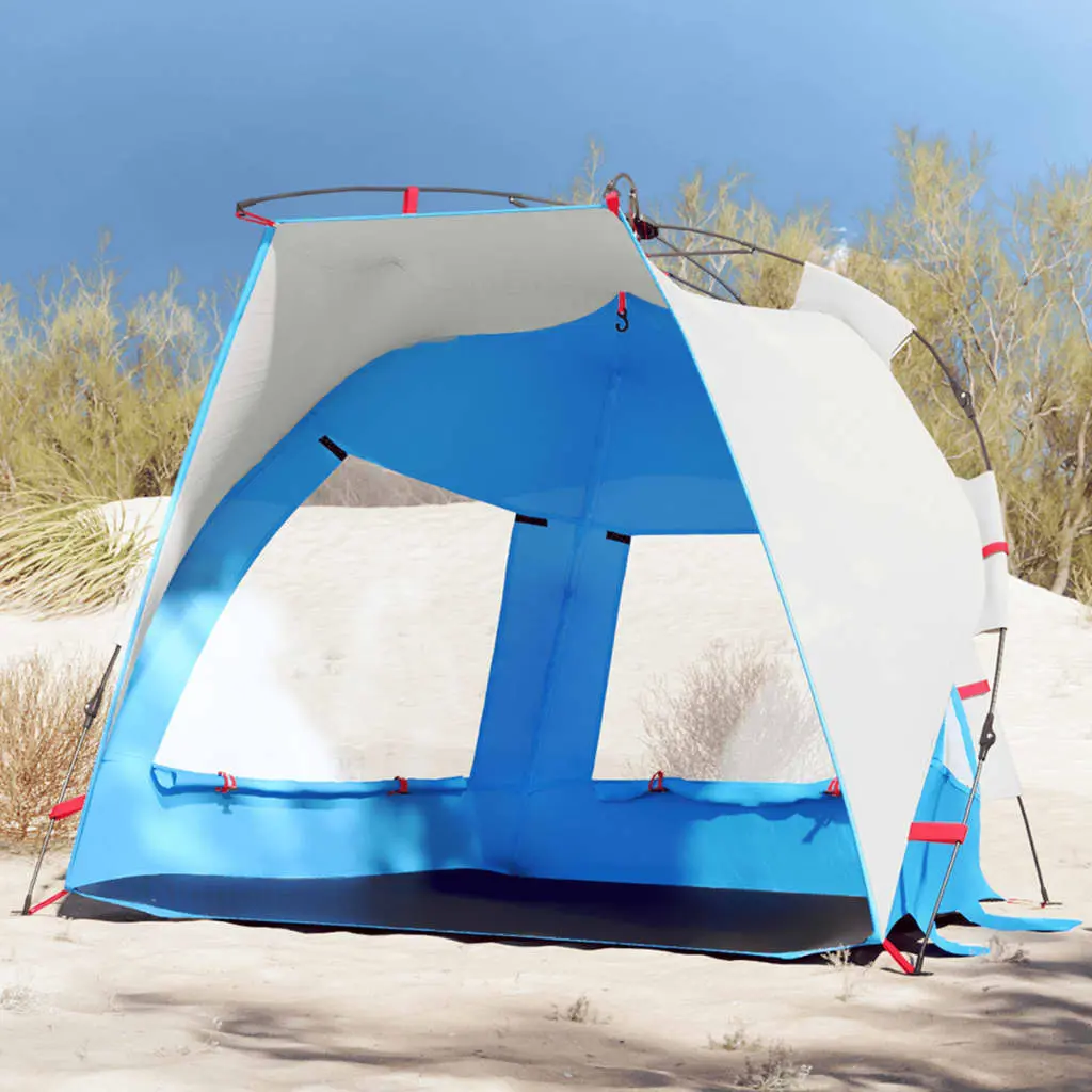 Tenda da Spiaggia 2Persone Azzurro Rilascio Rapido Impermeabile