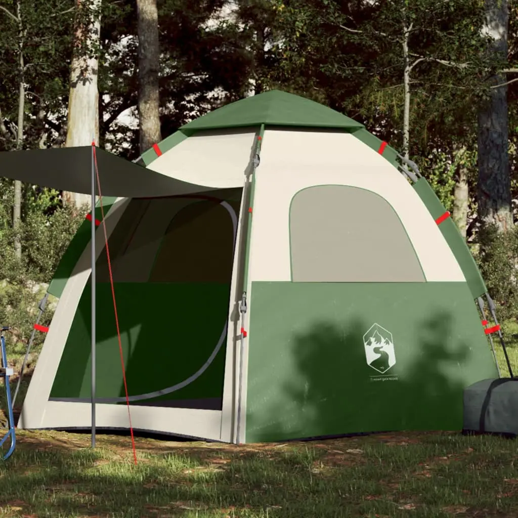 Tenda da Campeggio Cabina 4 Persone Verde a Rilascio Rapido