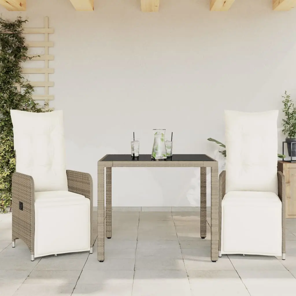 Set Bistrò da Giardino 3 pz con Cuscini in Polyrattan Marrone