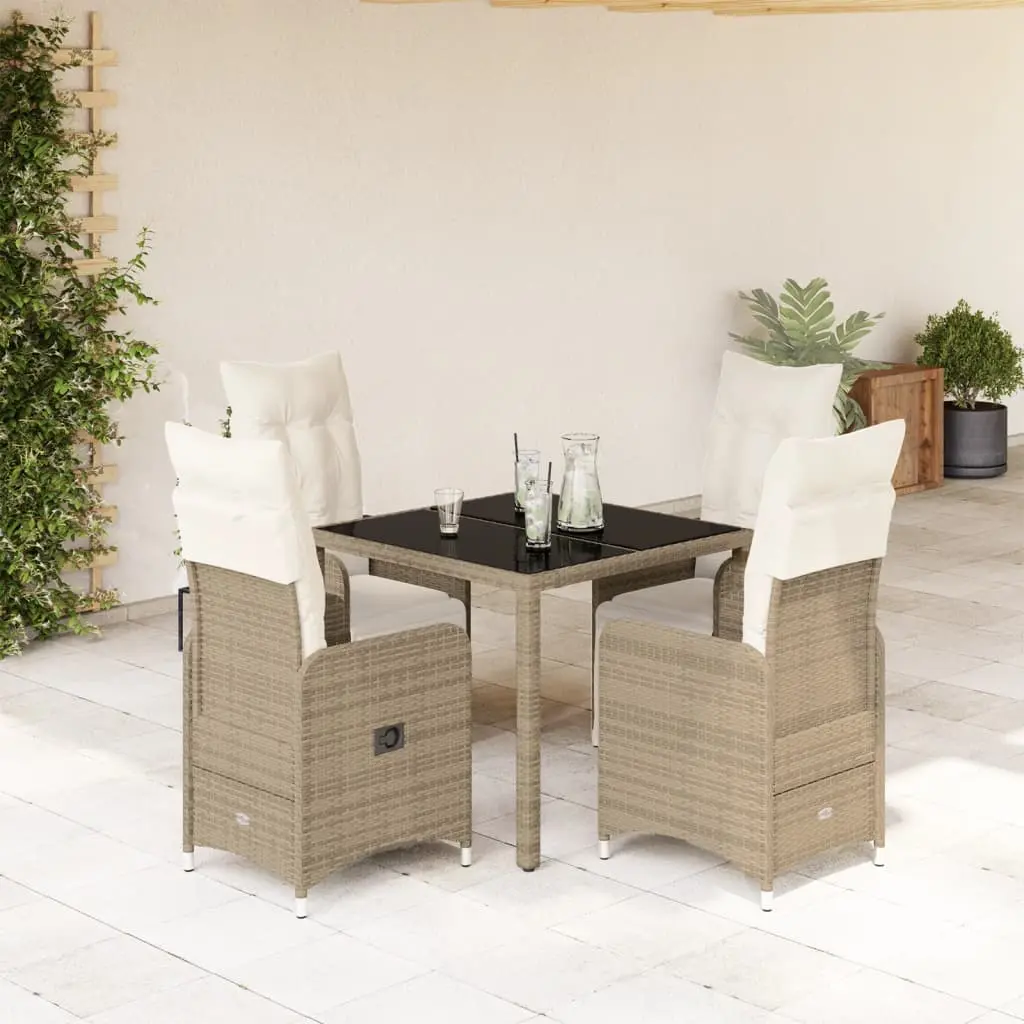 Set Bistrò da Giardino 5 pz con Cuscini in Polyrattan Marrone