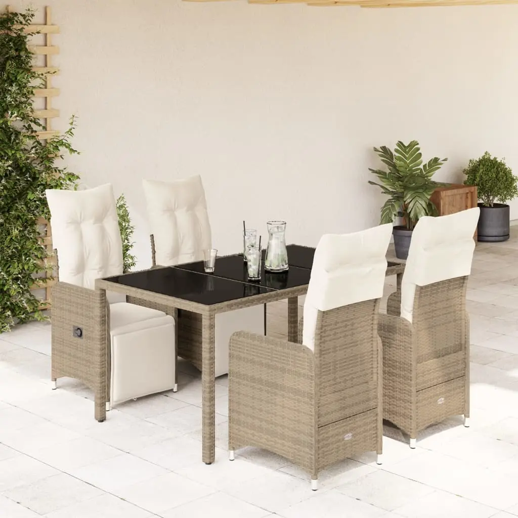 Set Bistrò da Giardino 5 pz con Cuscini in Polyrattan Marrone