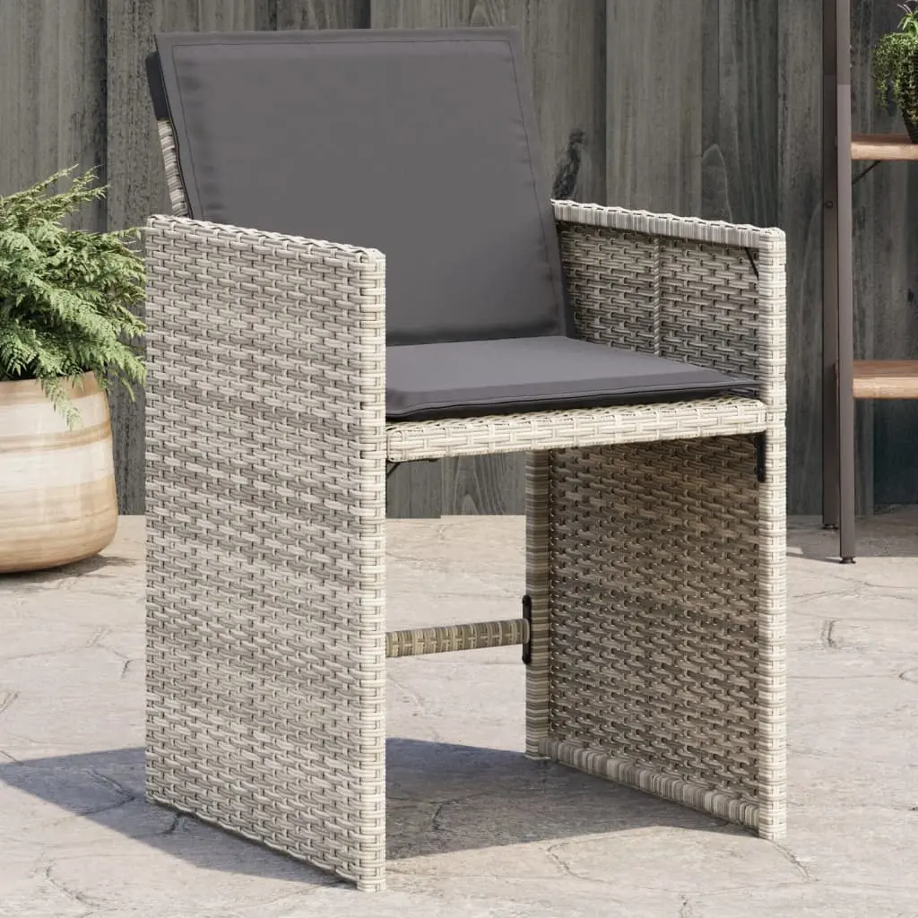 Sedie da Giardino con Cuscini 4 pz Grigio Chiaro in Polyrattan