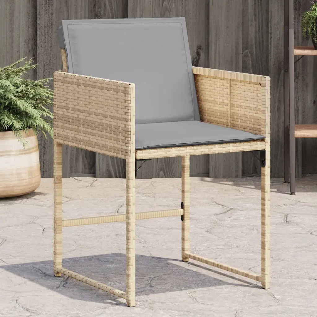 Sedie da Giardino con Cuscini 4 pz Beige Misto in Polyrattan