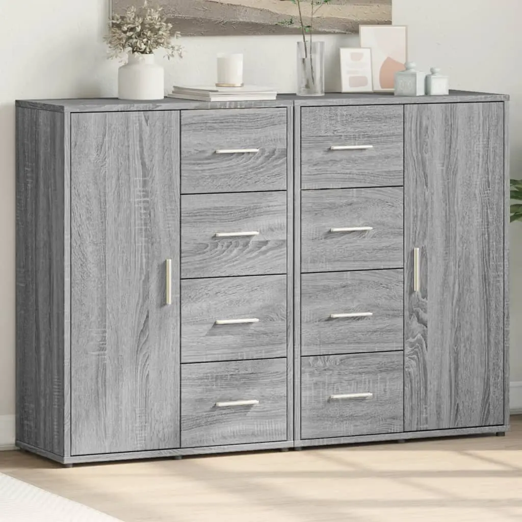 Credenze 2 pz Grigio Sonoma 60x31x84 cm in Legno Multistrato