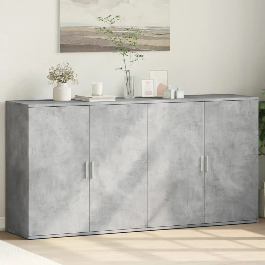 Credenze 2 pz Grigio Cemento 79x38x80 cm in Legno Multistrato