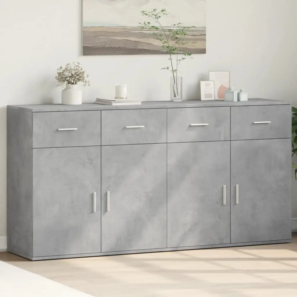 Credenze 2 pz Grigio Cemento 79x38x80 cm in Legno Multistrato