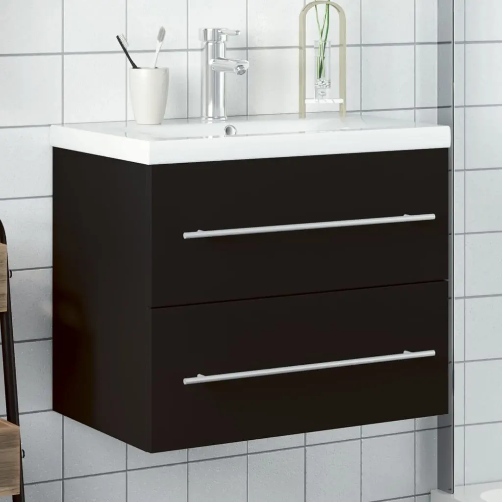 Mobile da Bagno con Lavabo Integrato Nero