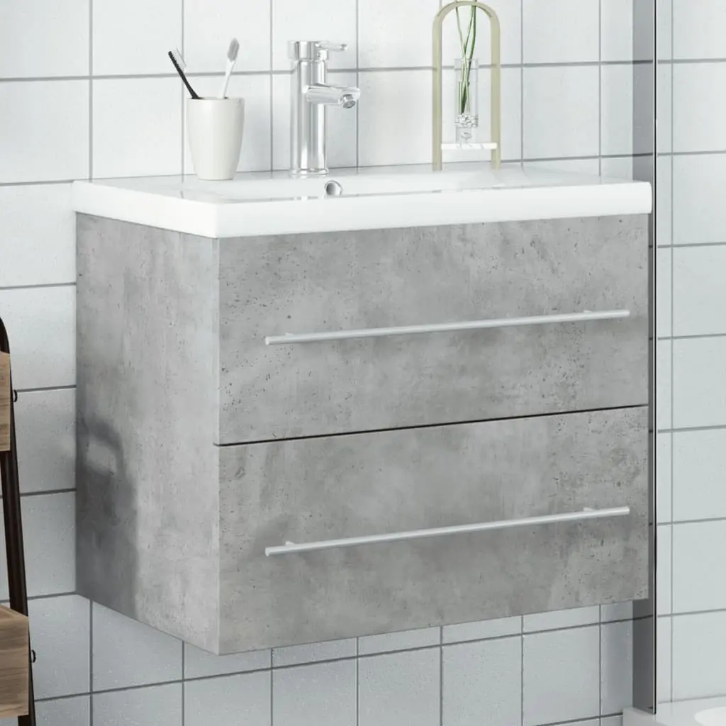 Mobile da Bagno con Lavabo Integrato Grigio Cemento