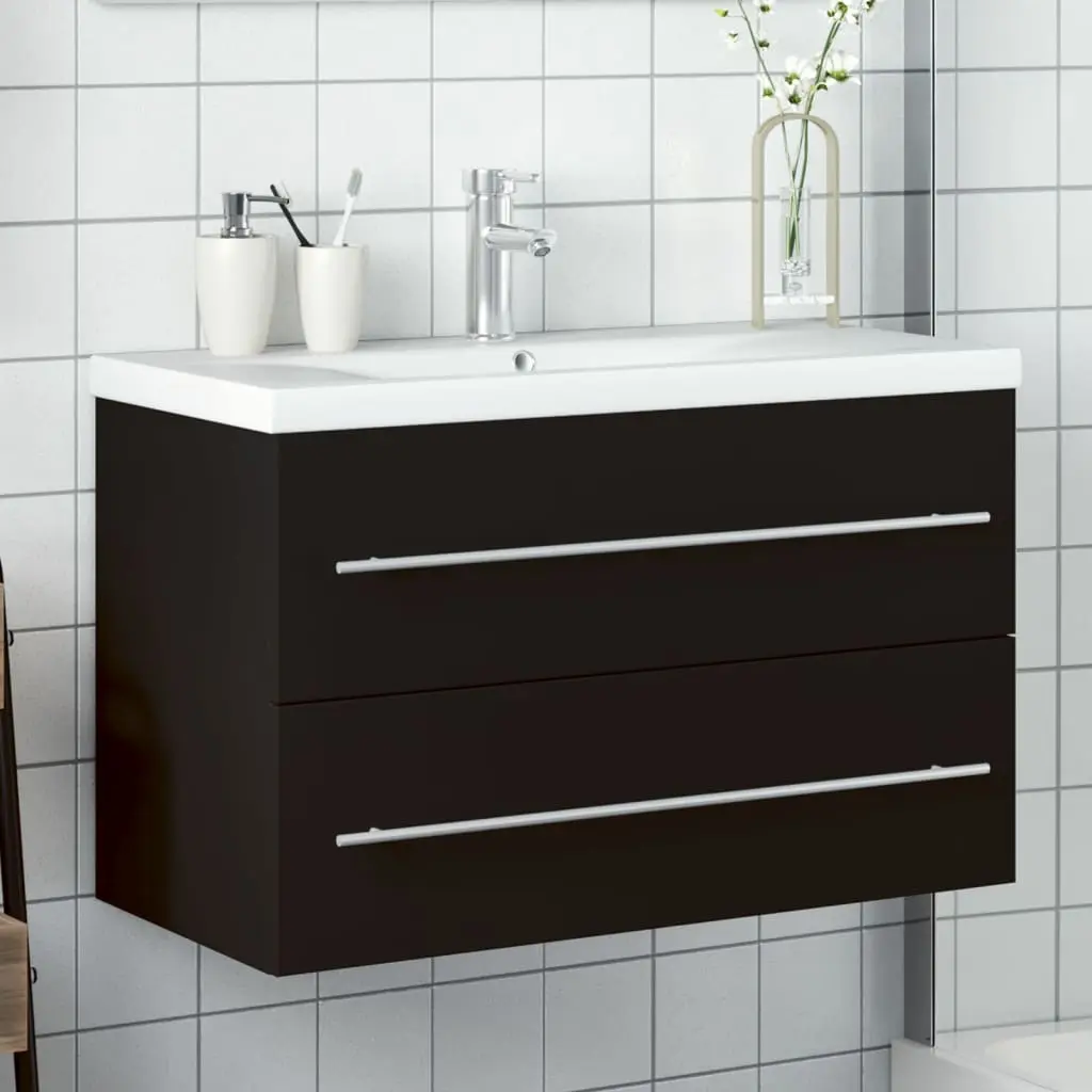 Mobile da Bagno con Lavabo Integrato Nero