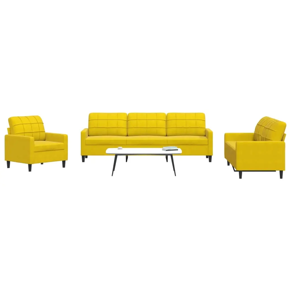 Set di Divani 4 pz con Cuscini giallo in Velluto