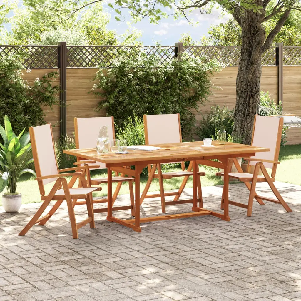 Set Pranzo da Giardino 5pz Legno Massello di Acacia e Textilene