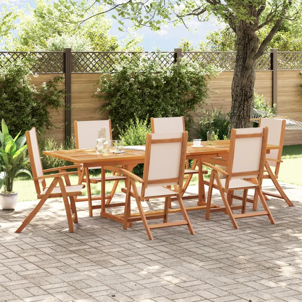 Set Pranzo da Giardino 7pz Legno Massello di Acacia e Textilene