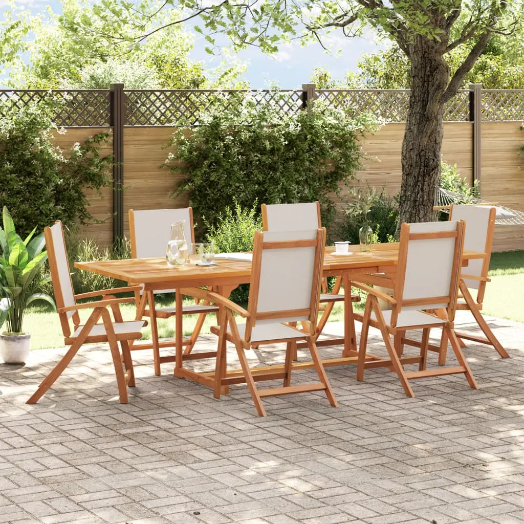 Set Pranzo da Giardino 7pz Legno Massello di Acacia e Textilene