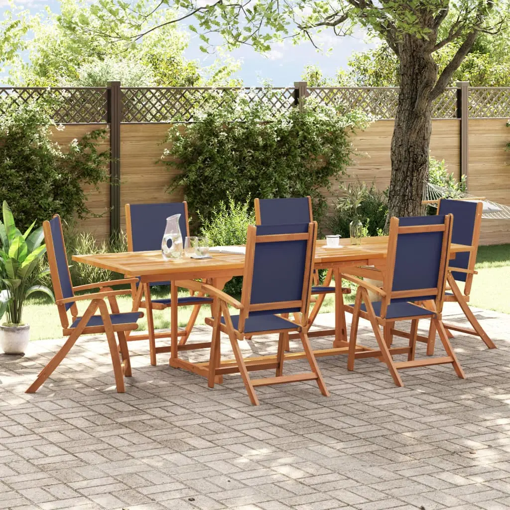 Set Pranzo da Giardino 7pz Legno Massello di Acacia e Textilene