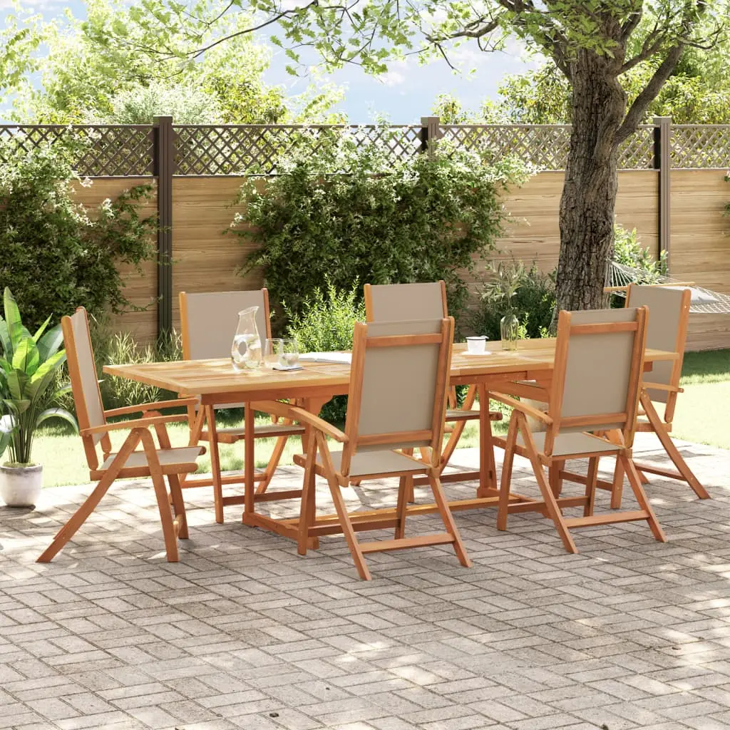 Set Pranzo da Giardino 7pz Legno Massello di Acacia e Textilene