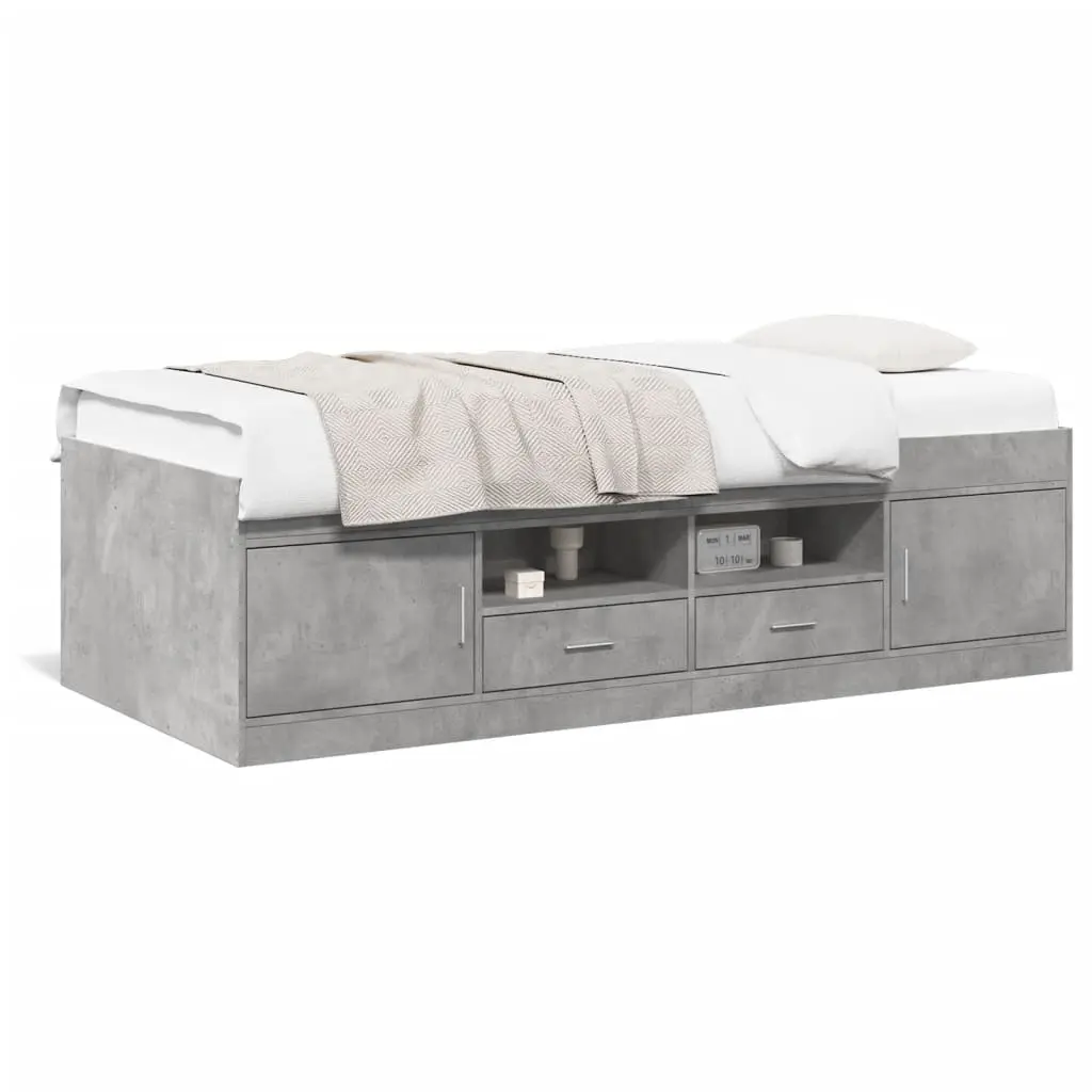 Divano Letto con Cassetti Grigio Cemento 90x200 cm Multistrato