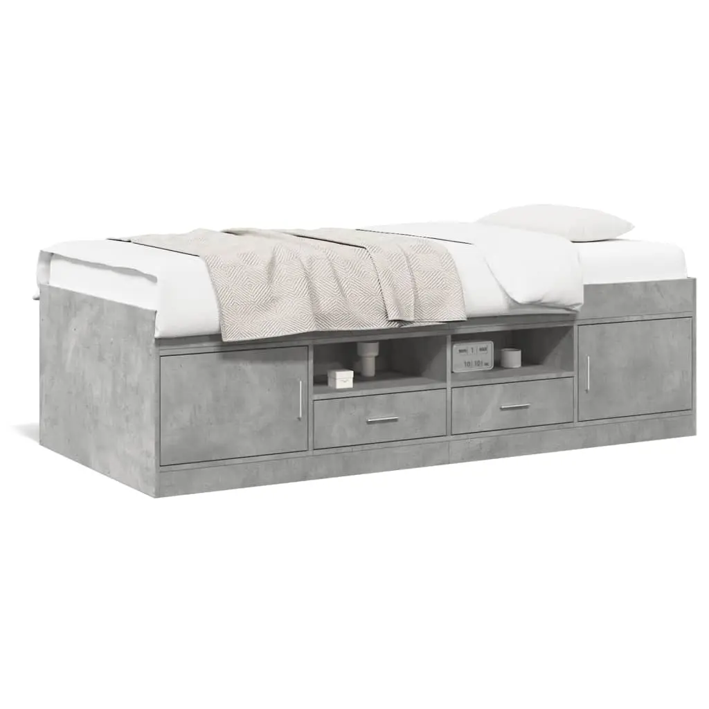 Divano Letto con Cassetti Grigio Cemento 75x190 cm Multistrato