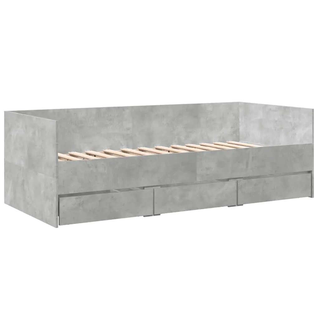 Divano Letto con Cassetti Grigio Cemento 90x200 cm Multistrato