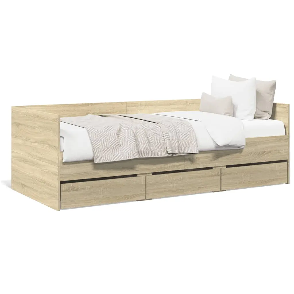 Divano Letto con Cassetti Rovere Sonoma 75x190 cm Multistrato