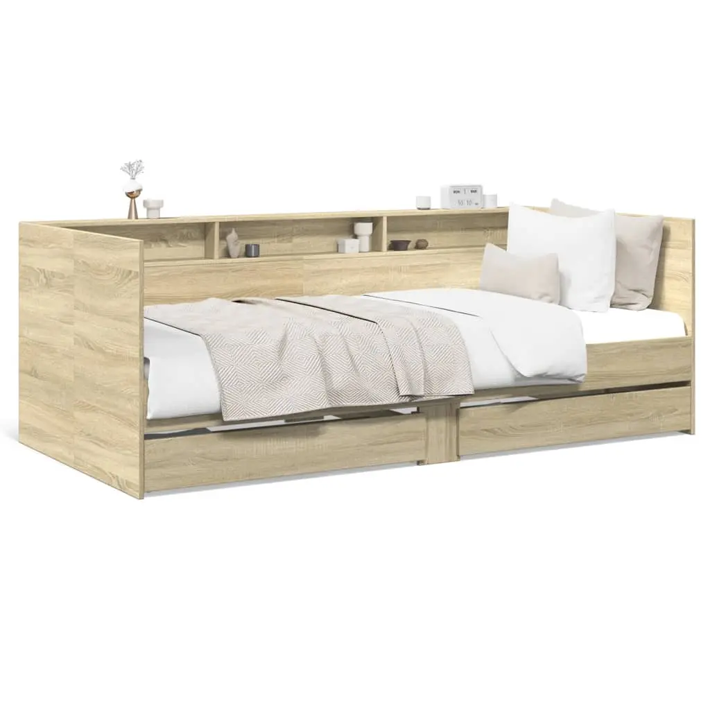 Divano Letto con Cassetti Rovere Sonoma 75x190 cm Multistrato