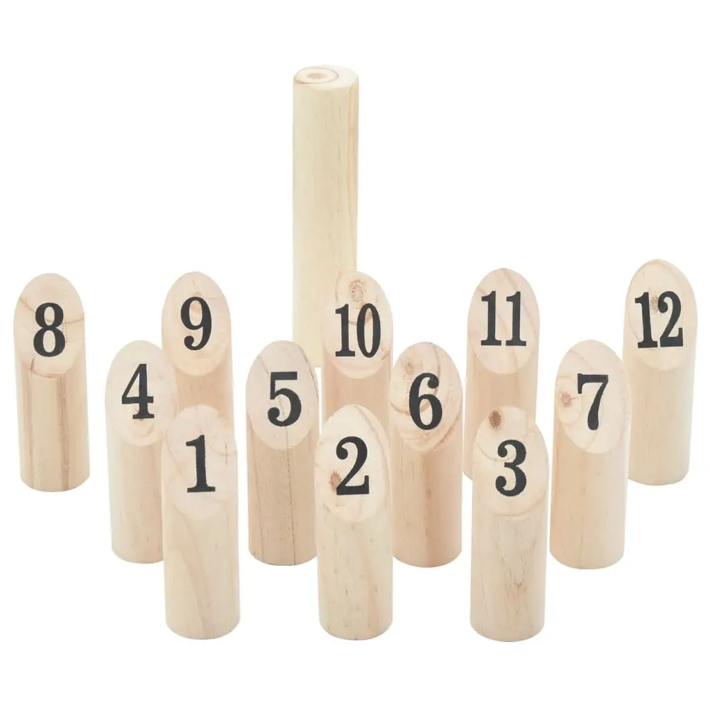 Set Gioco Kubb Numerici 13pz con Custodia Legno Massello Pino