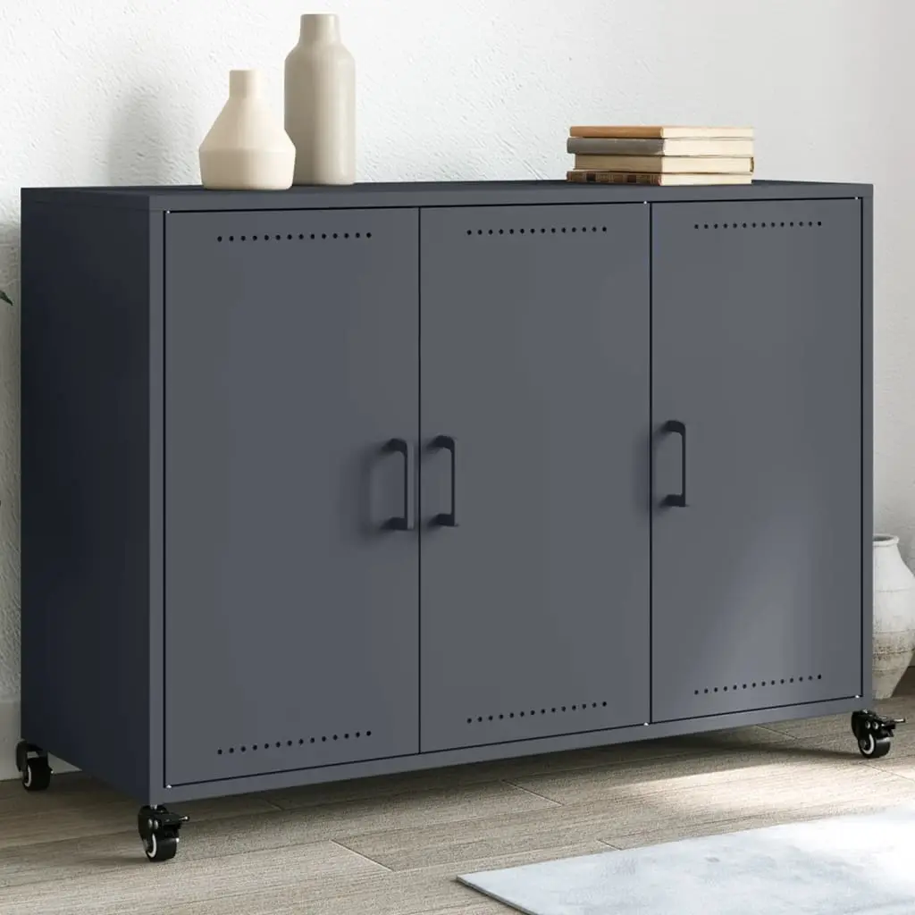 Credenza Antracite 100,5x39x72 cm in Acciaio Laminato a Freddo