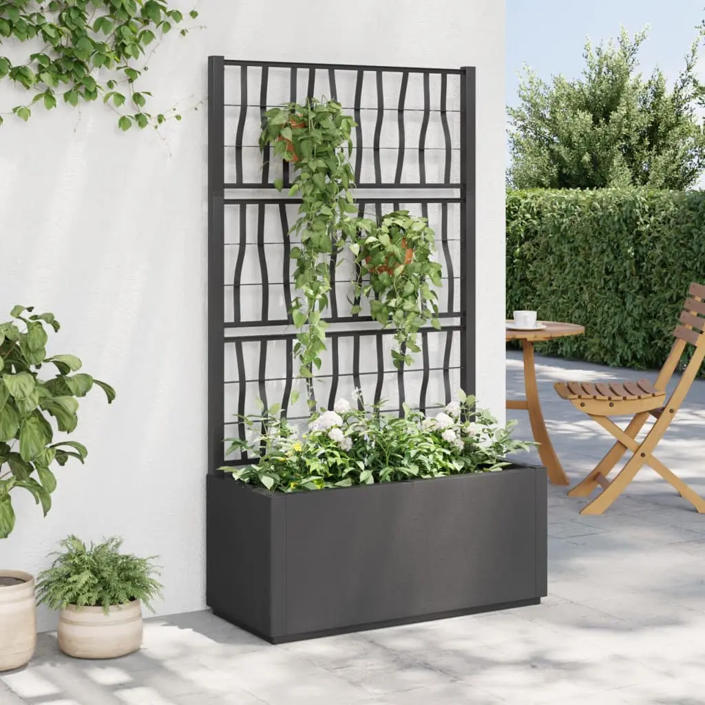 Fioriera da Giardino con Traliccio Grigio Scuro 80x36x140 cm PP