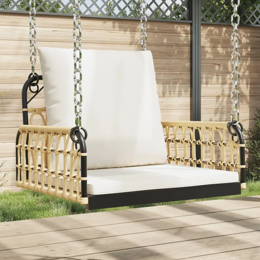 Sedia a Dondolo con Cuscini 63x58x39 cm Polyrattan e Acciaio