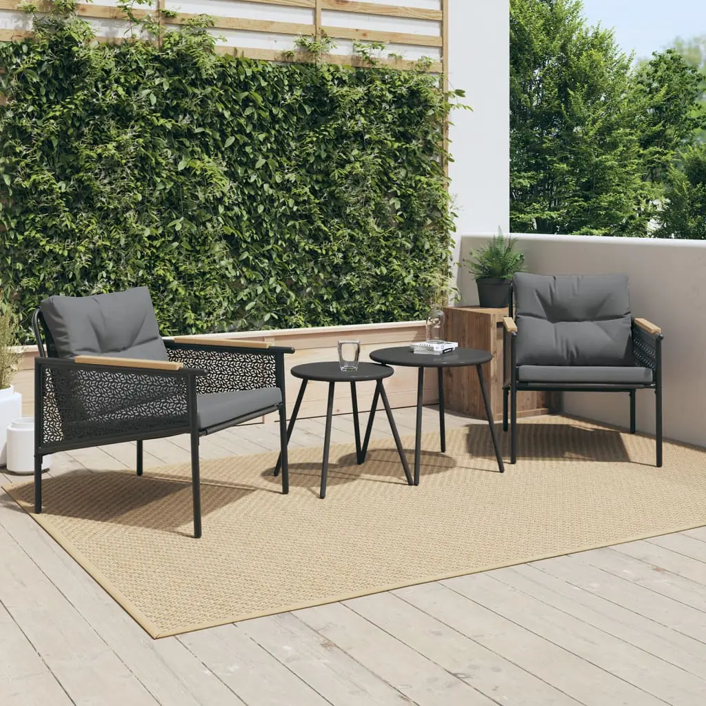 Set Mobili da Balcone 4 pz con Cuscini Nero in Acciaio