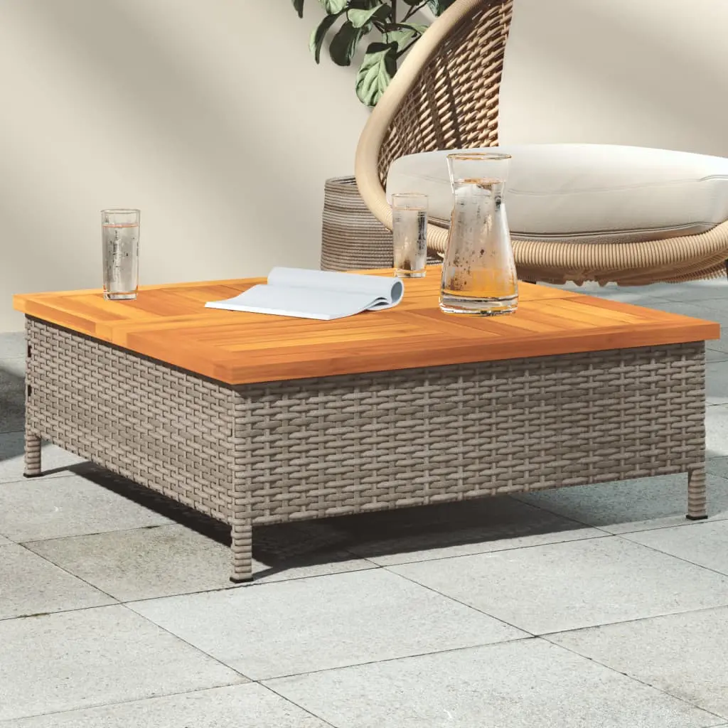 Tavolo da Giardino Grigio 70x70x25cm Rattan e Legno di Acacia