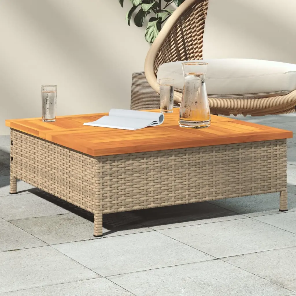 Tavolo da Giardino Beige 70x70x25cm in Rattan e Legno di Acacia