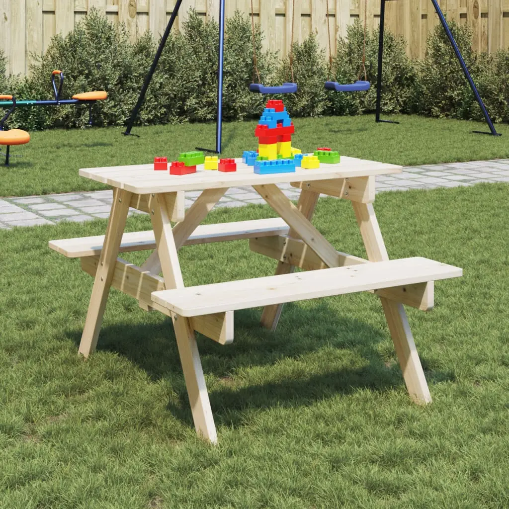 Tavolo da Picnic per 4 Bambini con Foro Ombrellone Legno Abete