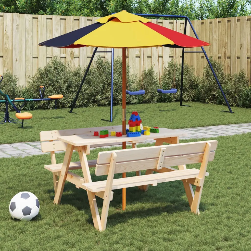 Ombrellone da Giardino per Bambini con Palo in Legno Ø120x140cm