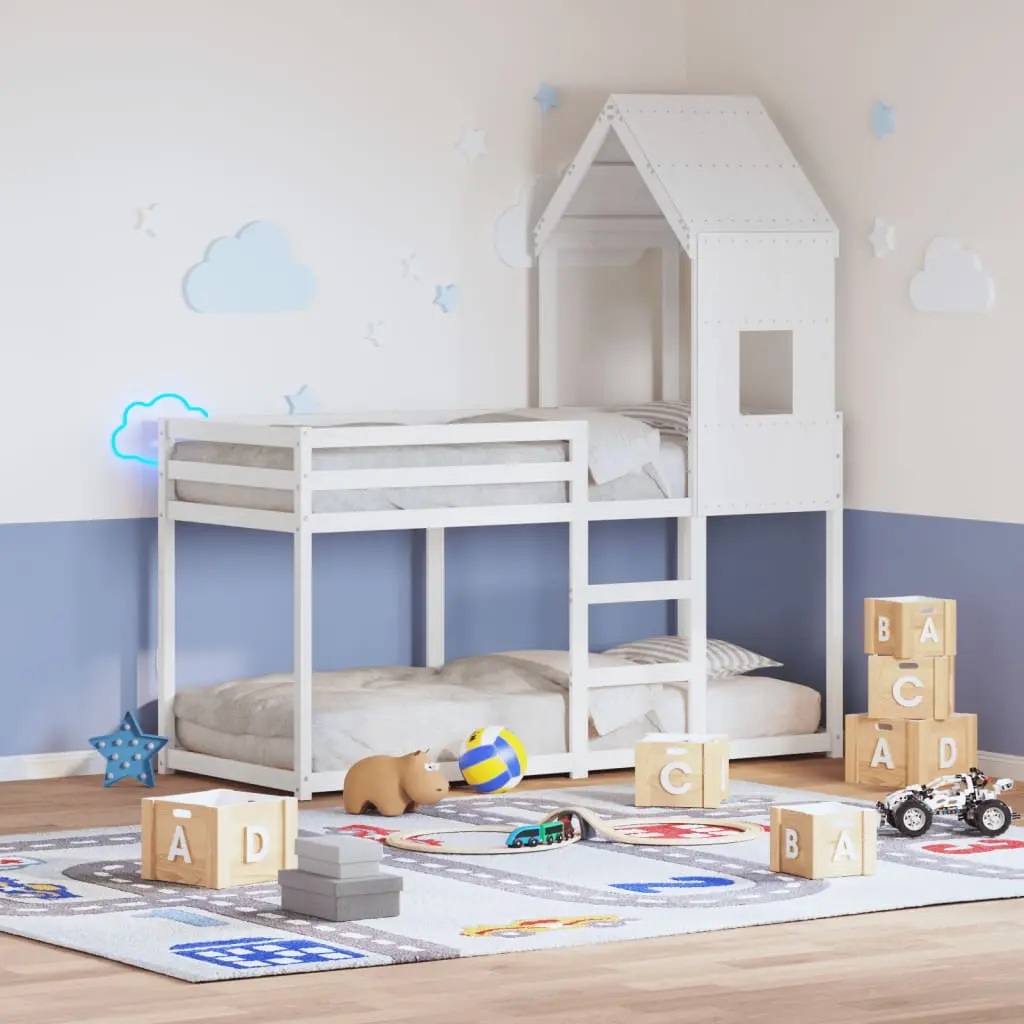 Tetto per Letto Bambini Bianco 60x89x134,5 Legno Massello Pino