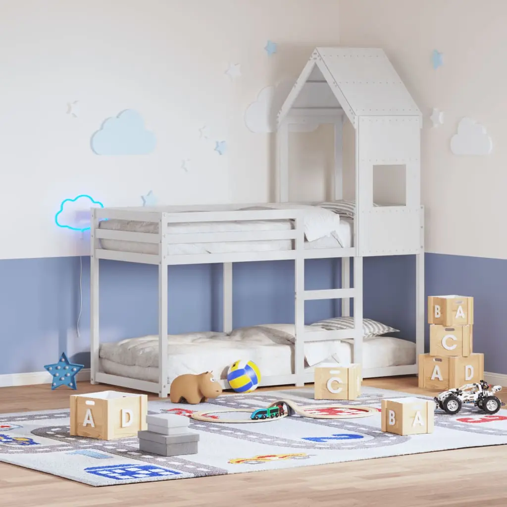 Tetto per Letto Bambini Bianco 55x99x139,5 Legno Massello Pino