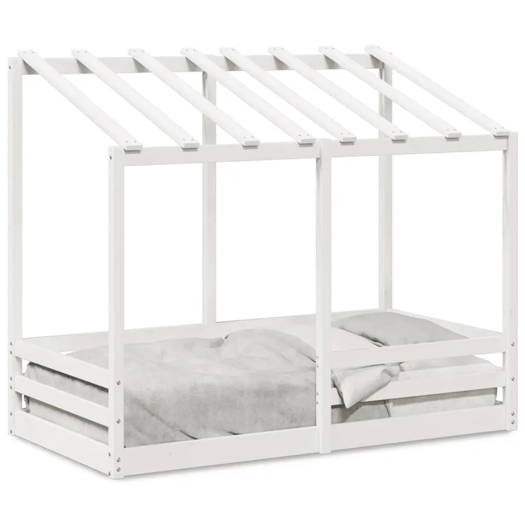 Letto per Bambini con Tetto Bianco 80x160cm Legno Massello Pino