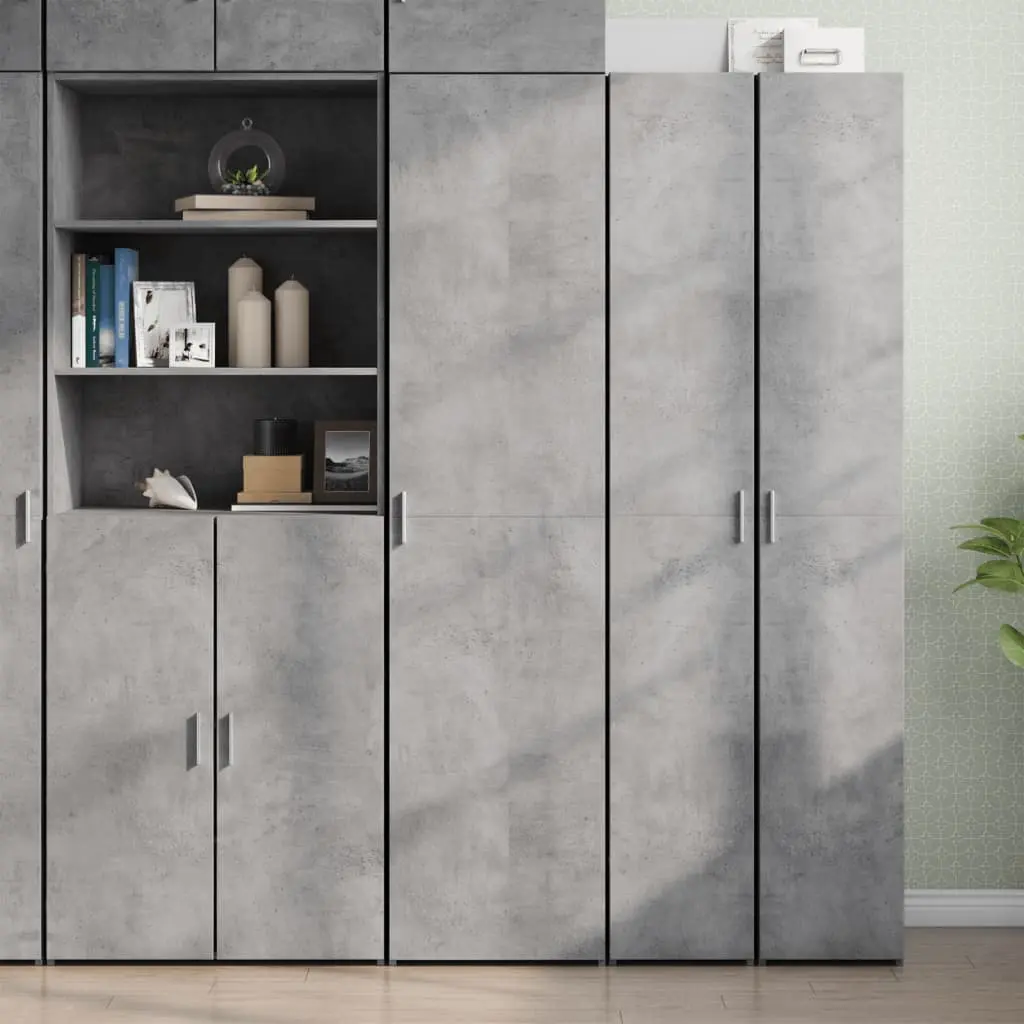 Credenza Grigio Cemento 45x42,5x185 cm in Legno Multistrato