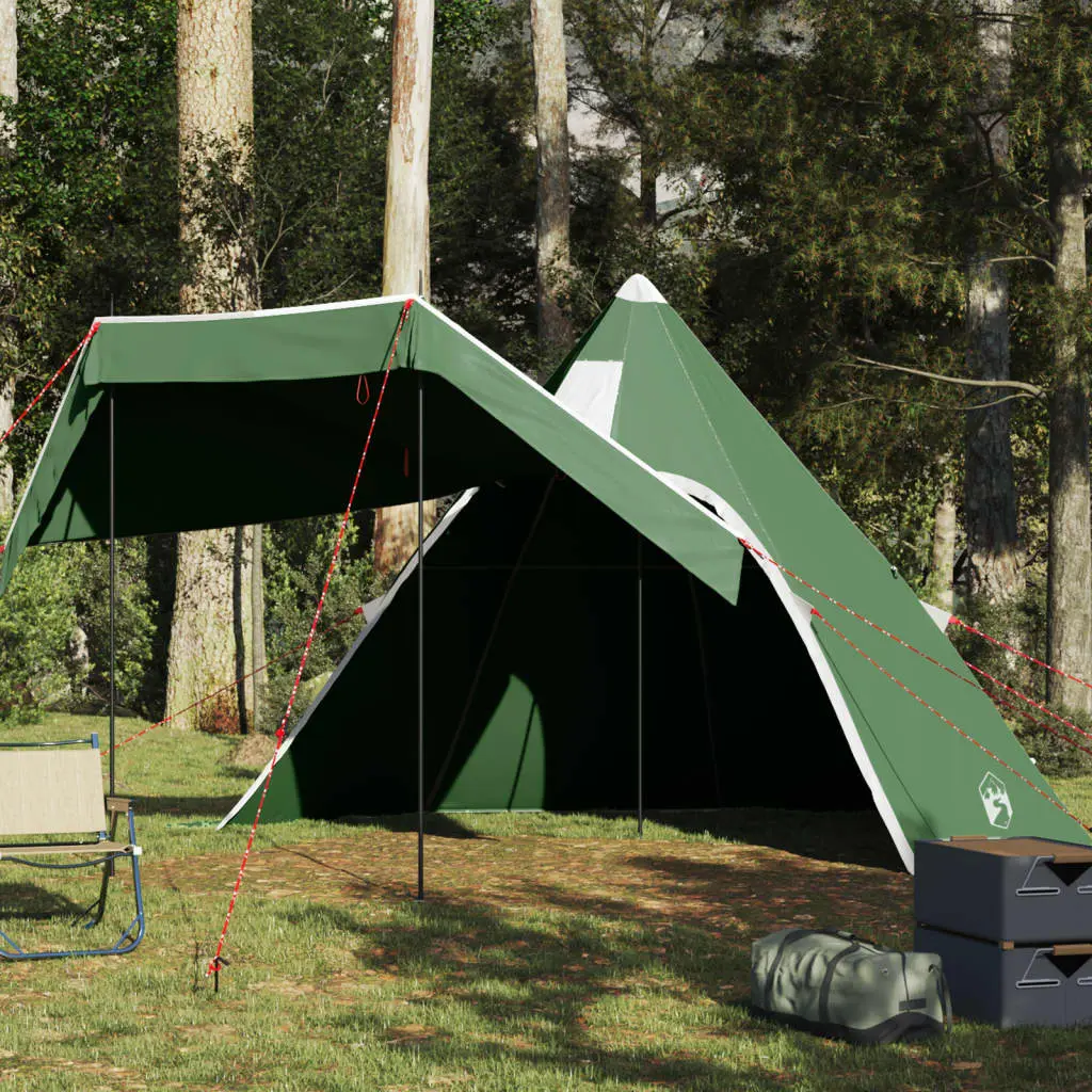 Tenda da Campeggio Tipi per 5 Persone Verde Impermeabile