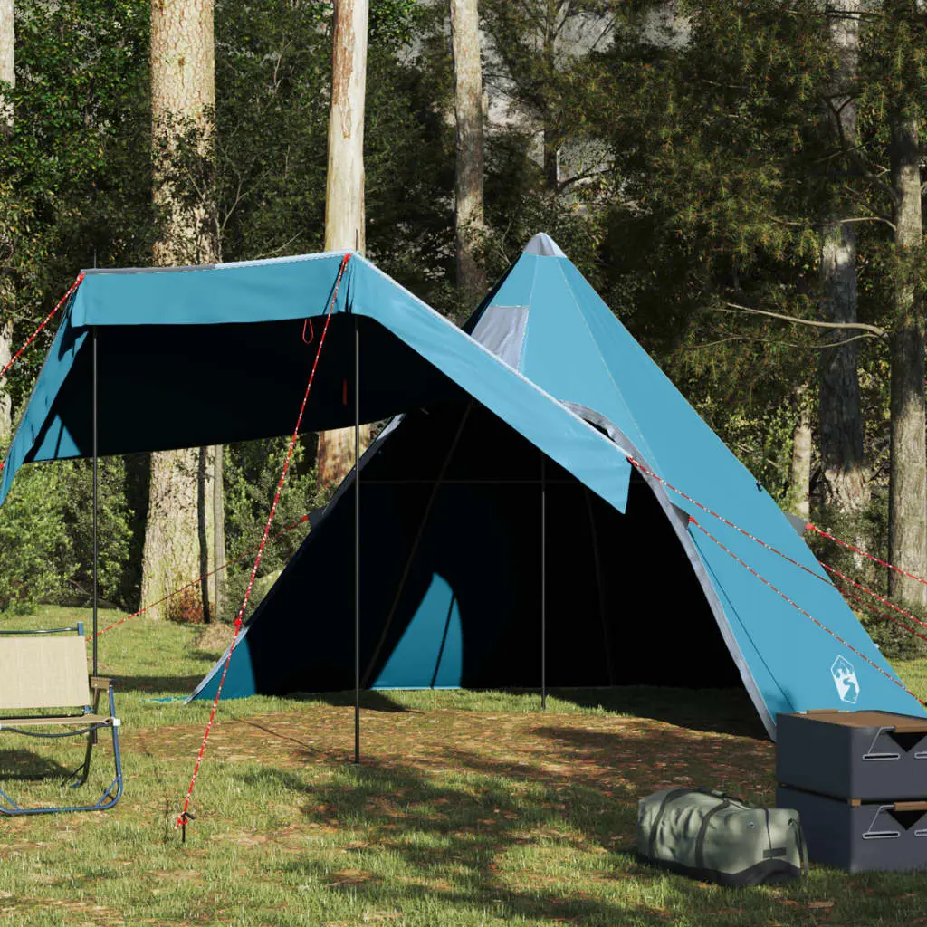 Tenda da Campeggio Tipi per 5 Persone Blu Impermeabile