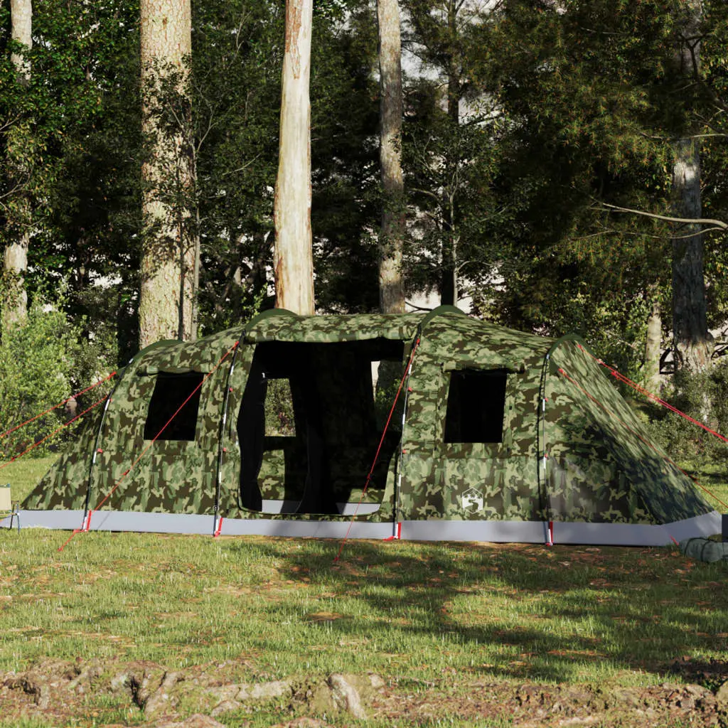 Tenda Familiare a Tunnel per 6 Persone Mimetica Impermeabile