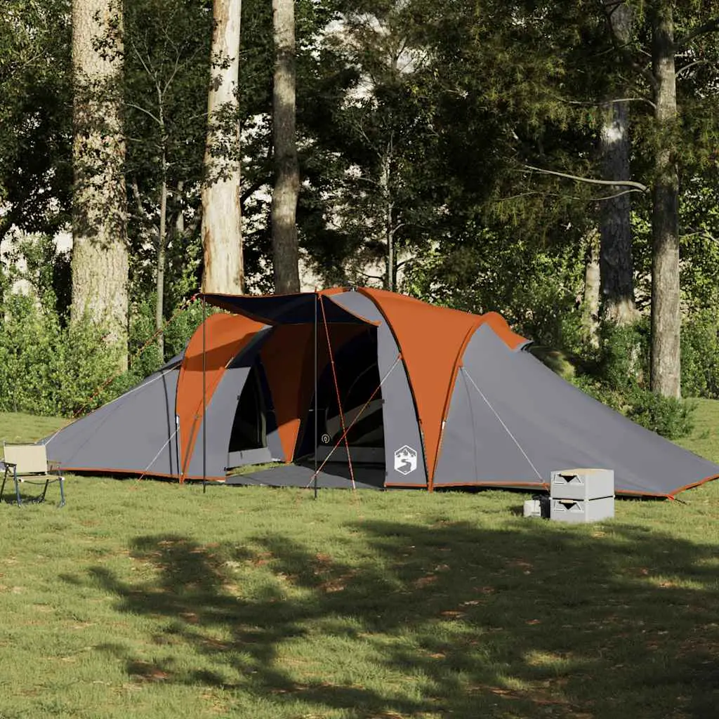 Tenda da Campeggio a Cupola 6 Persone Grigio e Arancione