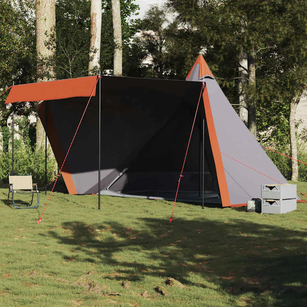 Tenda Familiare Tipi 6 Persone Grigia e Arancione Impermeabile