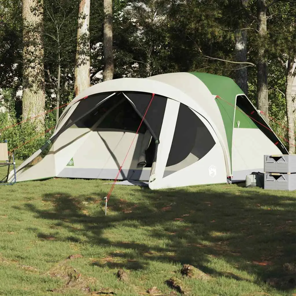 Tenda Familiare a Tunnel per 6 Persone Verde Impermeabile