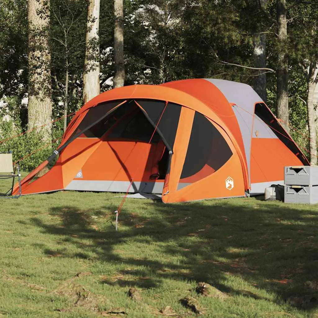 Tenda Familiare a Tunnel 6Persone Grigia Arancione Impermeabile