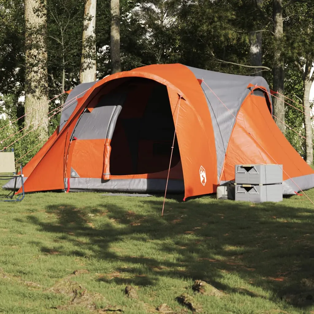 Tenda da Campeggio a Cupola 6 Persone Grigio e Arancione