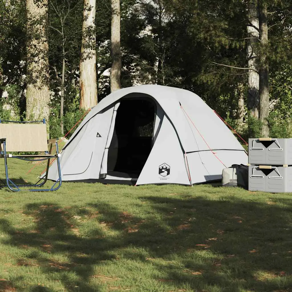 Tenda Campeggio a Cabina 4 Persone Bianca Tessuto Impermeabile